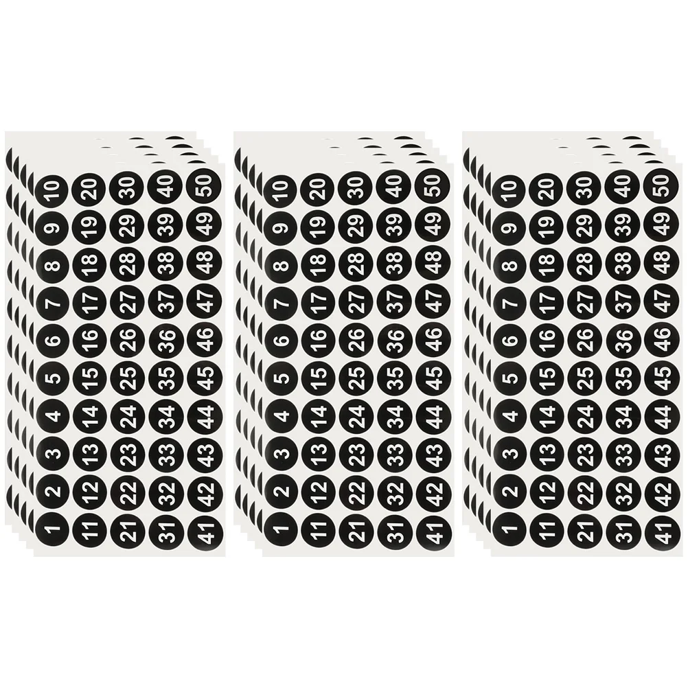 15PCS White Circular Number Decal Stickers 1 50 Sequential Adhesive Round Digital Labels for Inventory Management