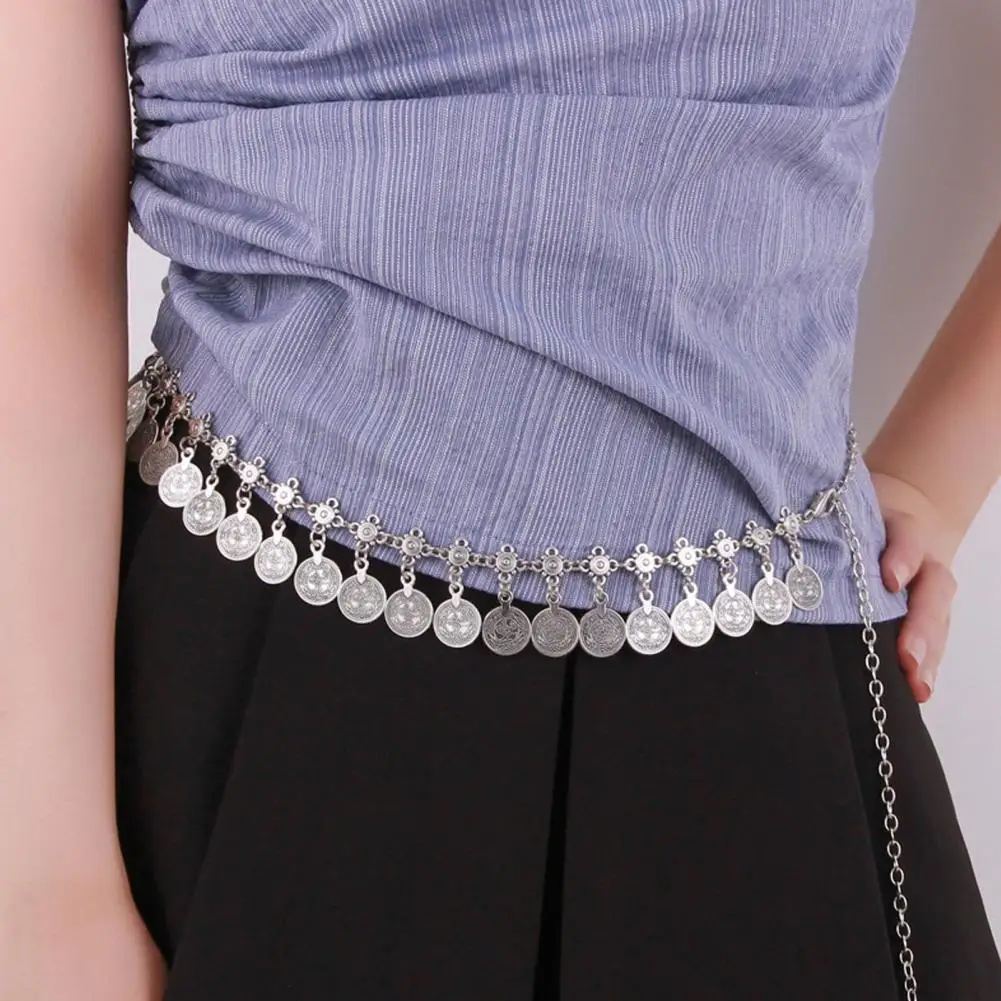 Retro Waist Chain Round Coin Waist Chain Vintage Belly Dance Waist Chain with Adjustable Length Retro Style Coin Detail for A