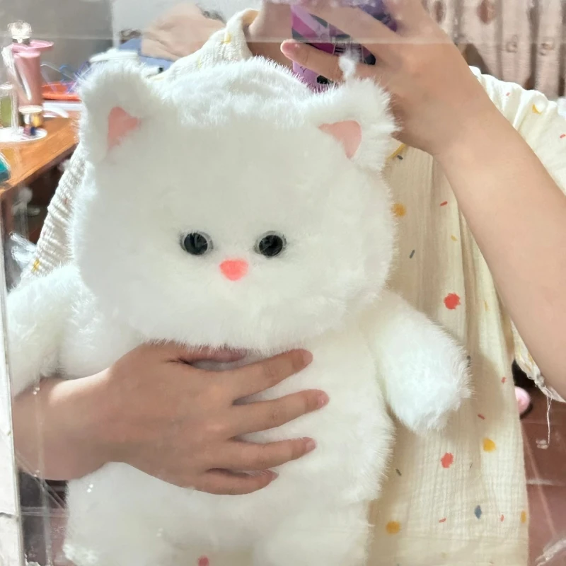 Juguete de peluche de gato blanco de 35cm, figuras de Anime para niña, decoración de habitación Kawaii, regalo de Navidad para niños