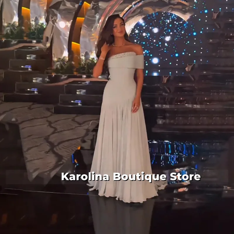 

Light Blue Evening Dress Off The Shoulder A Line Evening Gowns for Women 2025 Floor Length Elegant Formal Party Dress Customized