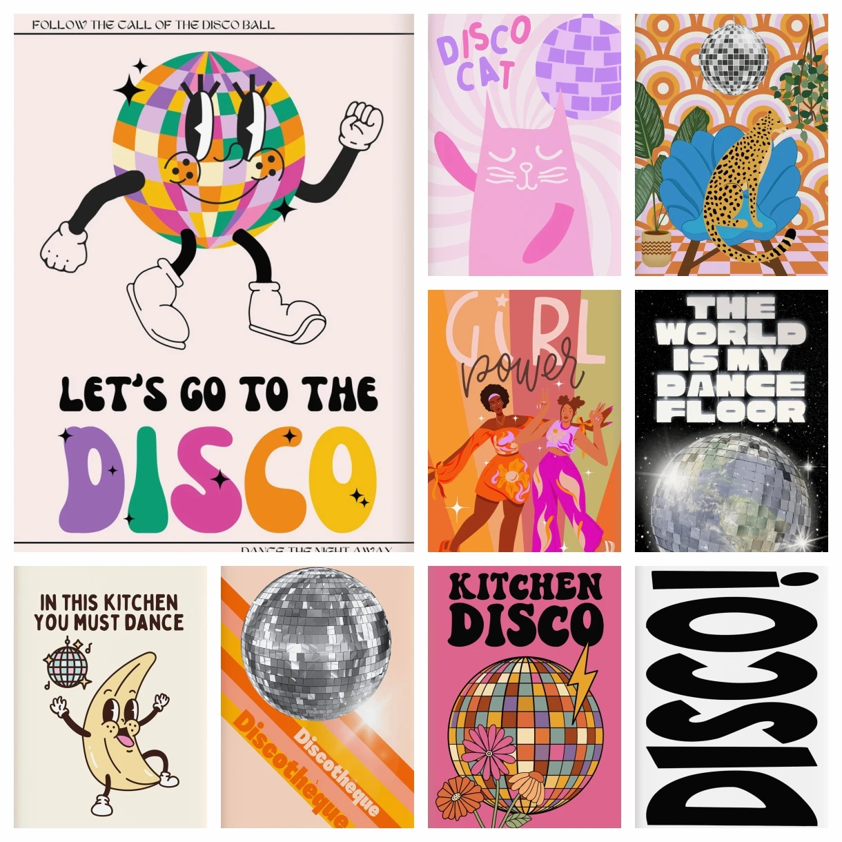 

Набор для алмазной живописи яркий диско-постер Ретро роллер диско малыш Серебряный блестящий диско-шар вышивка мозаика вышивка крестиком