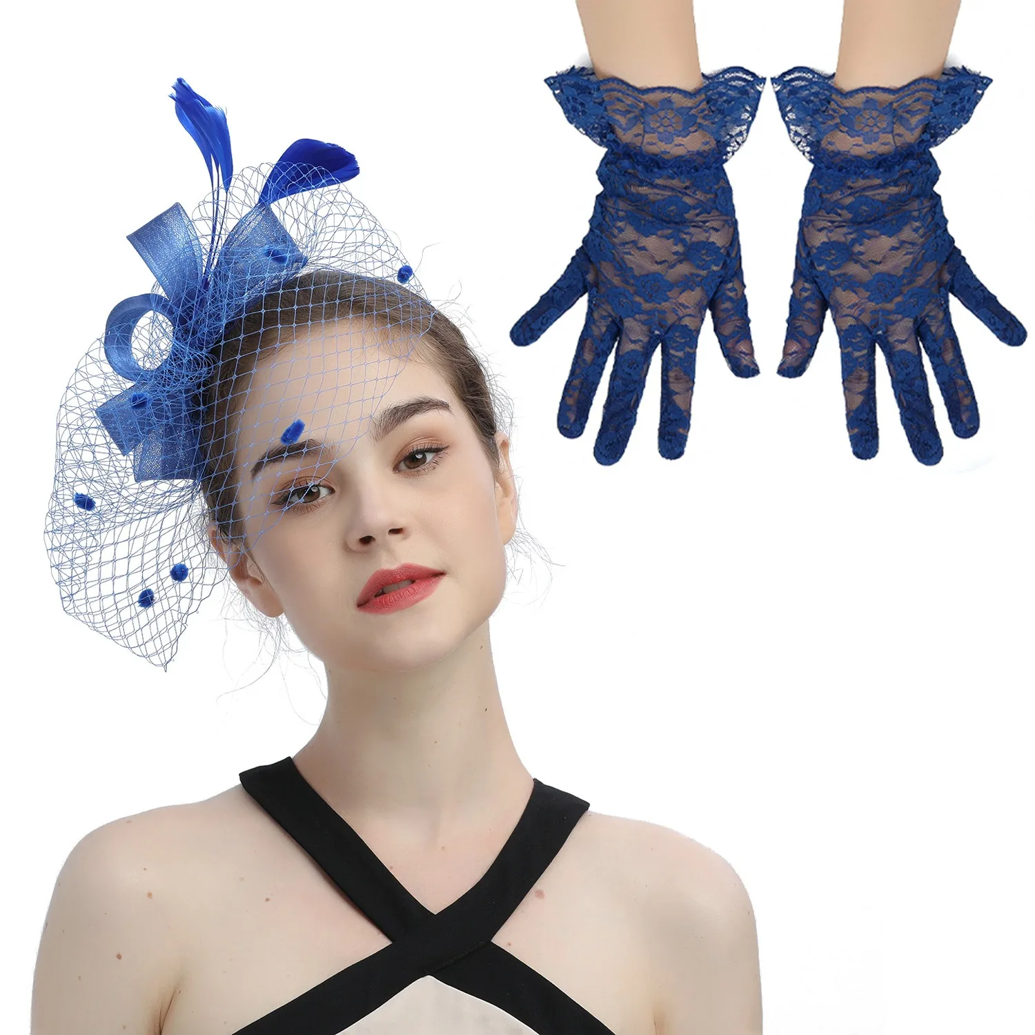 Meisjes Veren Bruiloften Sets Effen Kleur Garens Hoed Hoofddeksels Fascinators Hoed Haar Ornament