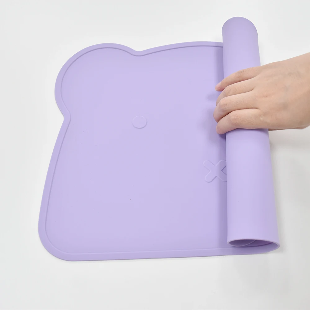 1pc Bear Shaped Custom Name Cartoon Placemat for Kids - Portable & Foldable Silicone Mat image 4
