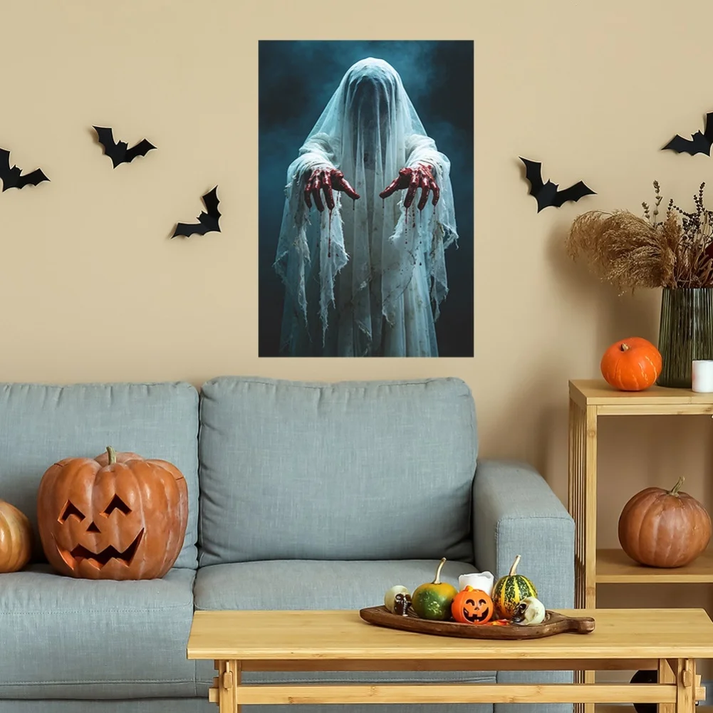 Halloween PVC Wall Sticker Ghostly Woman Design for Home Decor Bedrooms Living Rooms Hallways 35x50cm Horror Art
