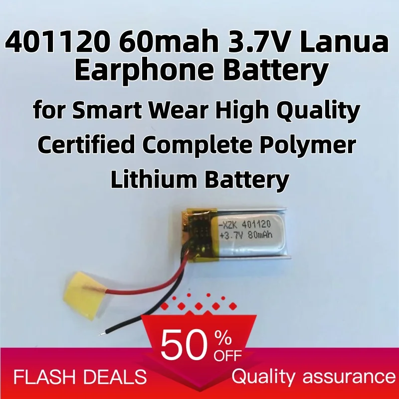 401120 60mah 3.7V Lanua Earphone Battery for Smart Wear High Quality Certified Complete Polymer Lithium Battery