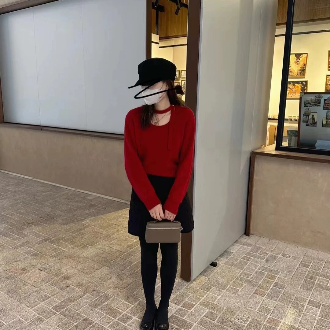 

Soft Knitted Sweater e Netie Button Korean Sle Loose Fit Mid-Thi Winter New Arrival for Women Online And In-Store