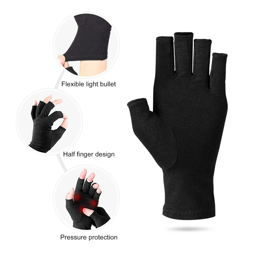 1 Paar Arthritis-Kompressionshandschuhe lindern Muskelschmerzen, fingerlose Handschuhe, große Tipphandschuhe für Damen und Herren – Detail 7