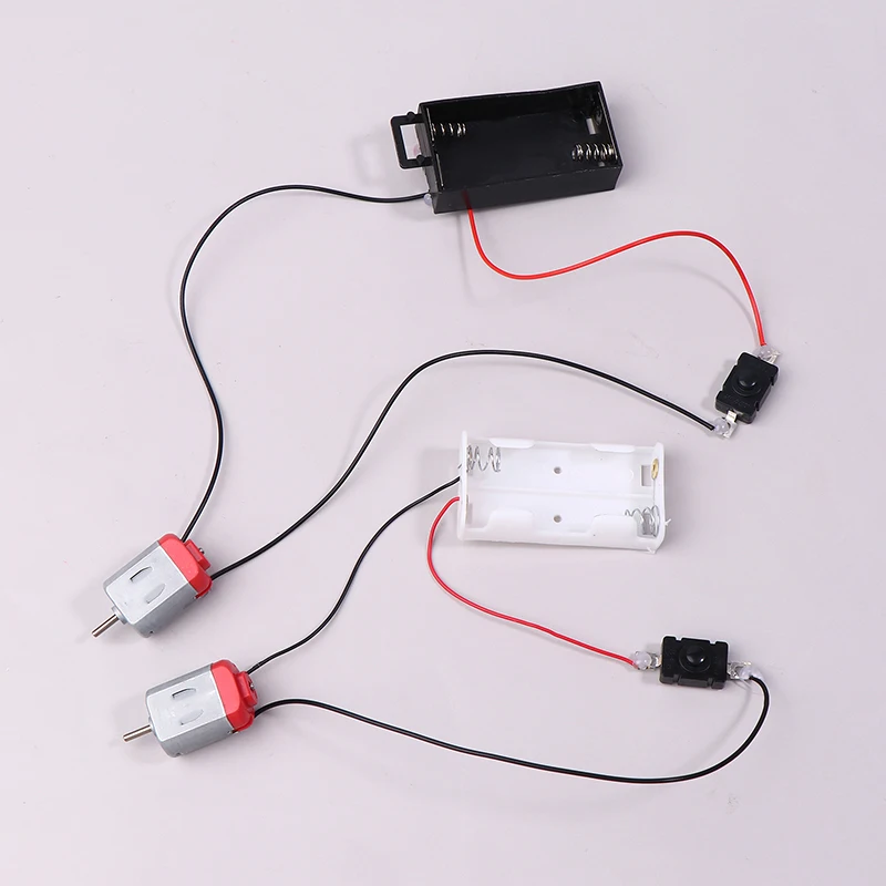 Black White 130 Motor Kit With 2xAA Battery Storage Case And Switch 16500 RPM Mini DIY Electronic Motor Circuit Models Kit