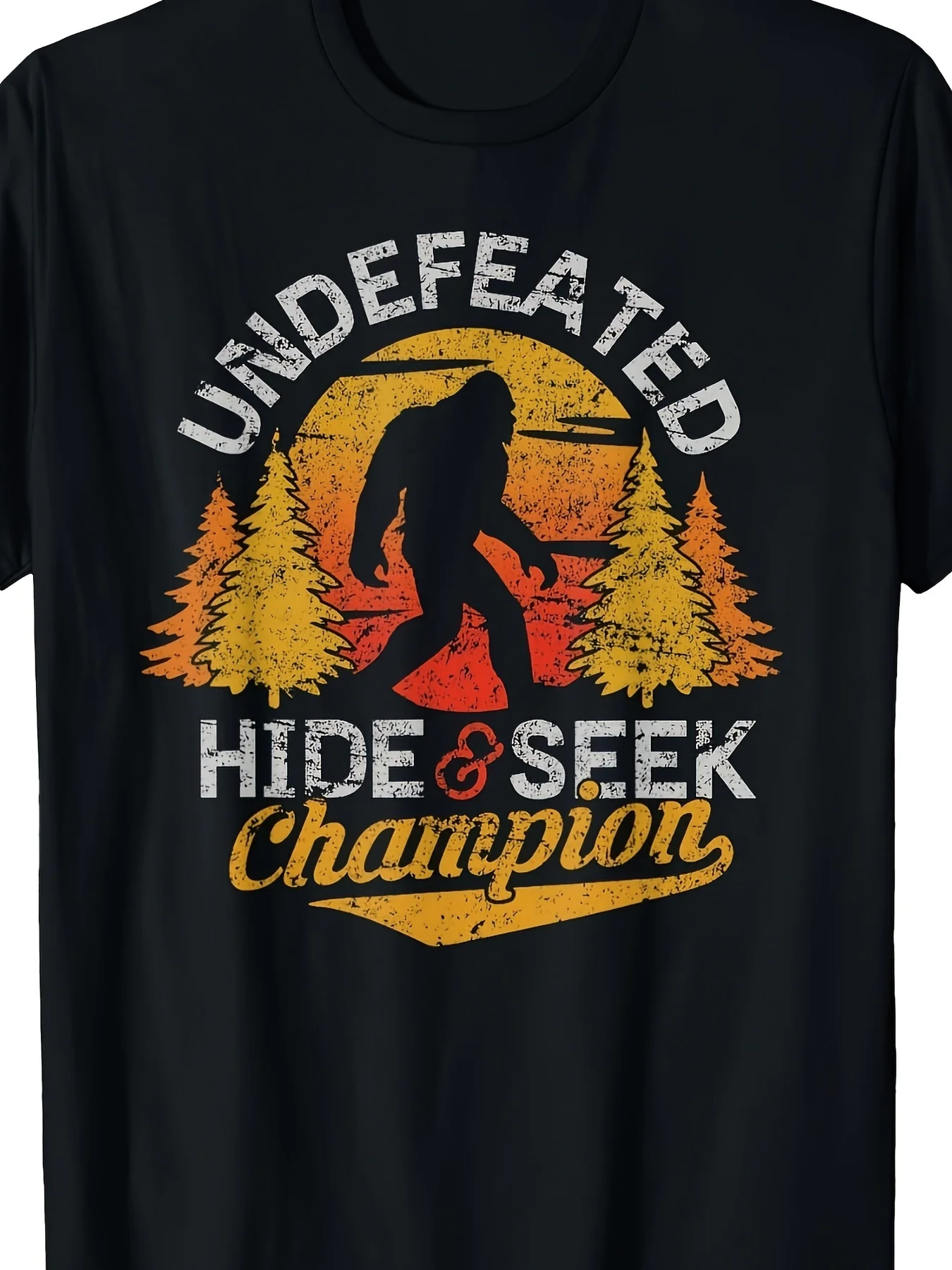 Men's Sasquatch Face T-Shirt - Soft Breathable Retro Round Neck Tee with Peekaboo Eye Design & Graphic, Machine Washable Casual Shirt Suitable for Gym, Outdoor Wear, Novelty Gift for Fans ( Sizes)
