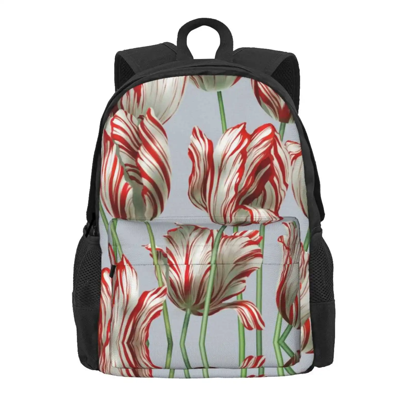 Tulipomania - The Semper Augustus Hot Sale Schoolbag Backpack Fashion Bags Flower Floral Tulip Semper Augustus Red White