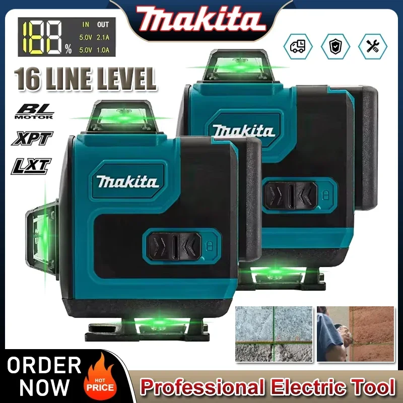 

Лазерный нивелир Makita 16 линий, 360°, горизонтальный и вертикальный, высокоточный, с зеленым лучом, настенный, портативный инструмент