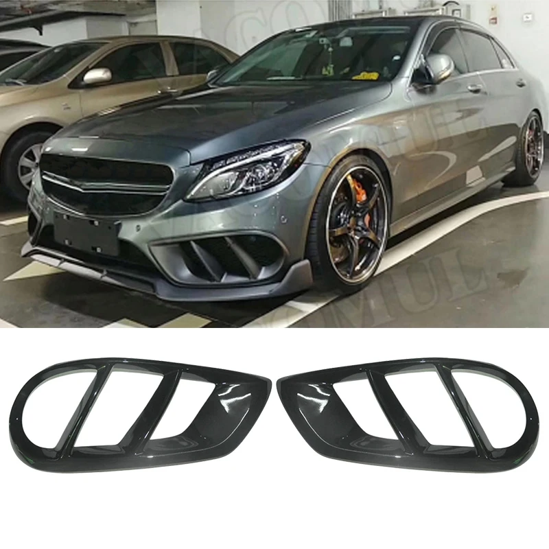 Black Front Bumper Air Vent Cover Trim For Mercedes Benz W205 C Class C200 Sport C43 AMG 2015-2019