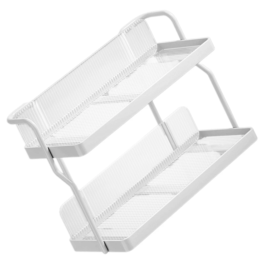 

2 Tier Acrylic Carbon Steel Storage Rack For Bathroom Kitchen Countertop Organizer Spice Jars Cosmetics Toiletries Shelf