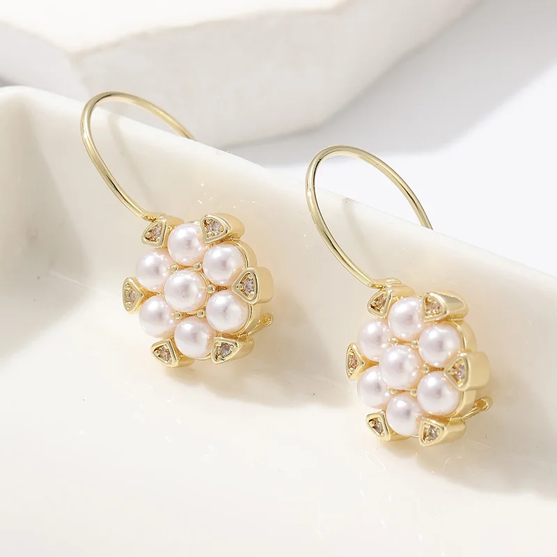 Creative Ethnic Style Imitation Pearl Earring Party Banquet Jewelry Gift Vintage Court Style Gold Plated Ornate For Women