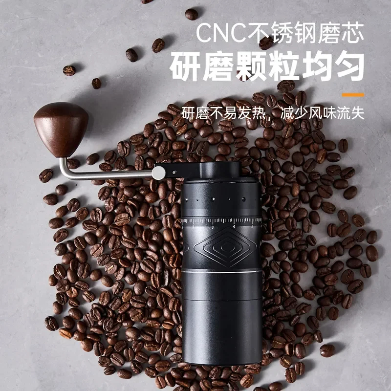 Portable Manual Coffee Grinder Adjustable Ceramic Burr Hand Crank Mill for Fresh Beans Italian Style Compact Design for