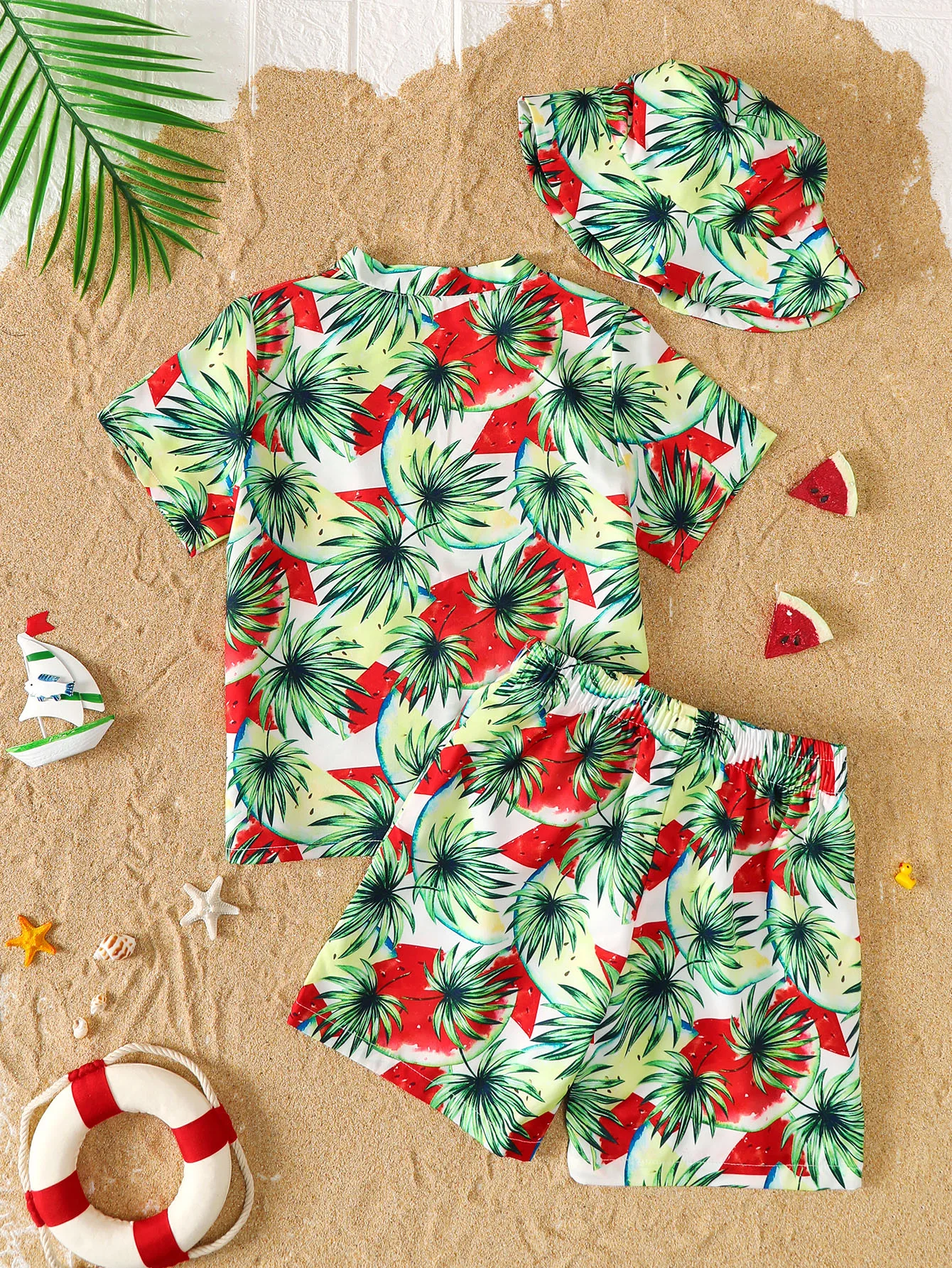 Baby Boys' Beach Sun Protection Short Sleeve Shorts Set Two-Piece Suit for Toddlers