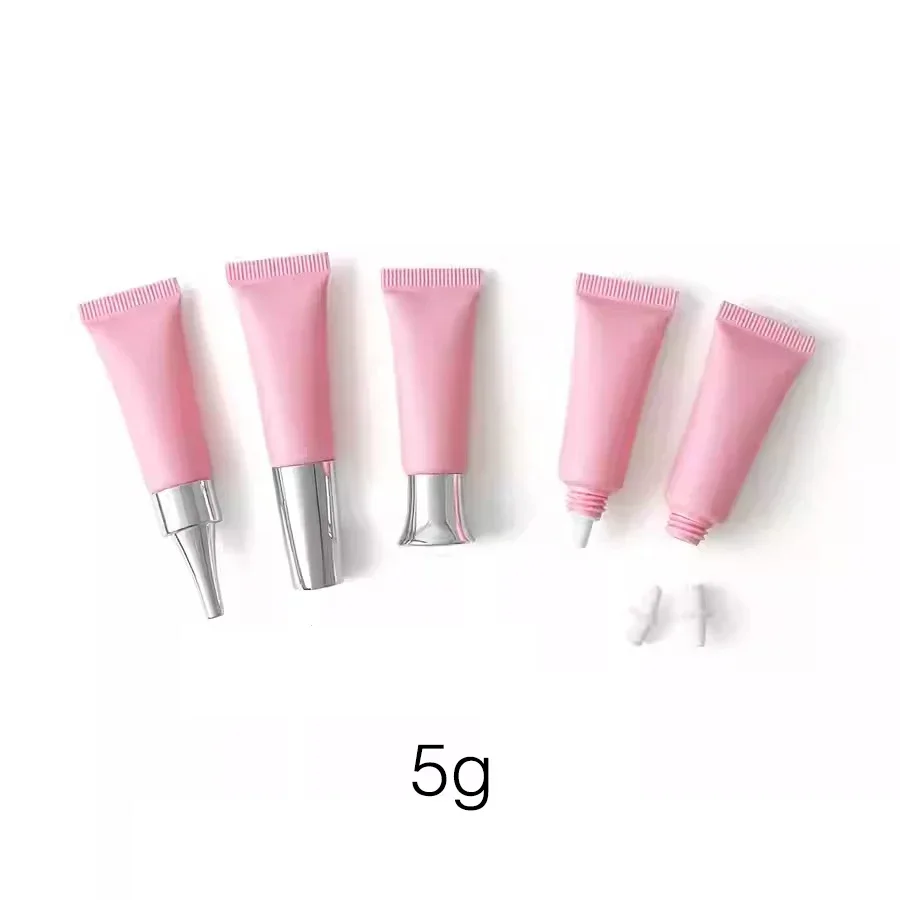 Contenedor vacío de cosméticos de color rosa mate, botella exprimible recargable, crema de ojos, loción de esencia, tubo suave de muestra, 5g, 5ml