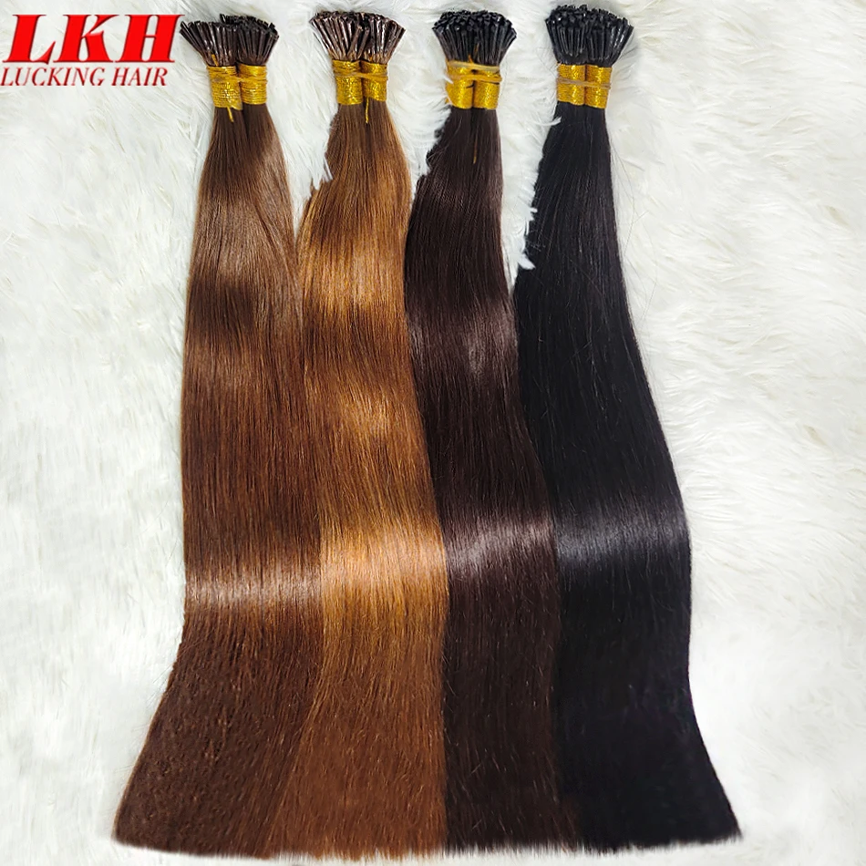 

Straight Natural Fusion Hair Extensions Machine Made I Tip Remy Human Hair Extensions 50pcs/Set Keratin Capsules Blonde Colore