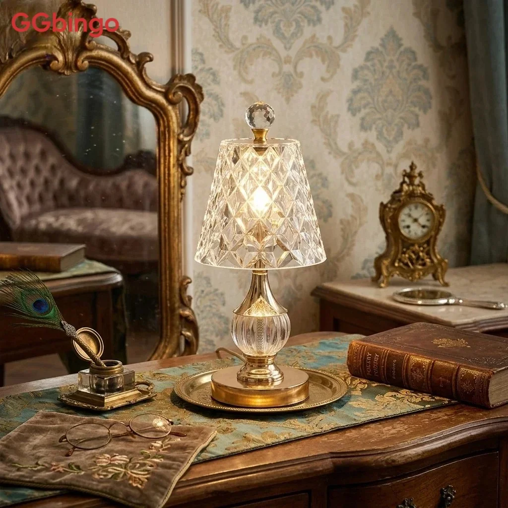 Lampe De Table LED à Capteur Tactile, Intensité RéGlable, Rechargeable, Sans Fil, Veilleuse, Lampe De Lecture Pour HôTel, Bar, Chambre à Coucher, DéCoration-image