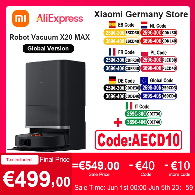Global Version Xiaomi Robot Vacuum X20 Max Voice Control Automatic Dust Collection Whole House Scan