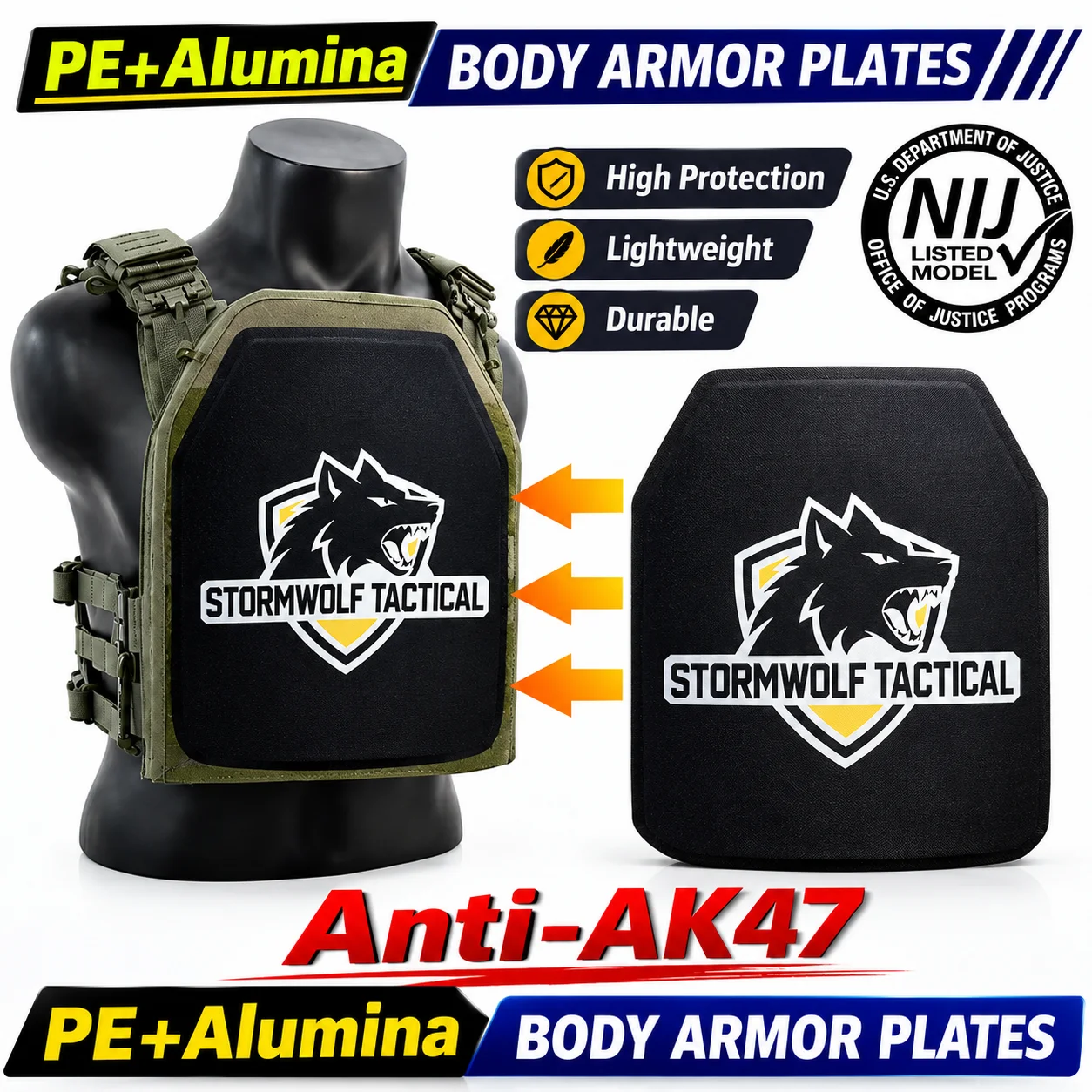 Protective Board PE+Alumina anti MSC 7.62mm IVL Protective Board 10X12 inch Plug-In Tactical Vest Defense Shield