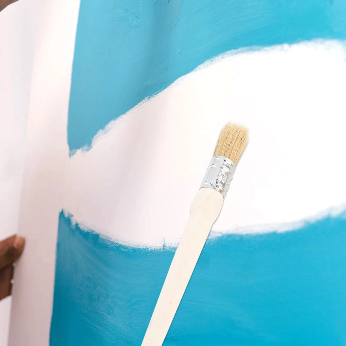 

2 Pcs Paint Brushes Furniture Stencil Large Round Bristle Wall Home Fence Painting Household Smooth Finish Durable Use