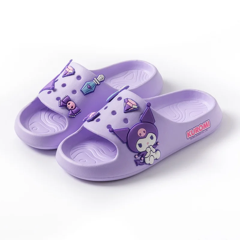 Kawaii Slippers Anime Kuromi My Melody Hangyodon KT Cartoon Girls Soft Non-slip Soft Bottom Indoor Bathroom Beach Sandals Shoes