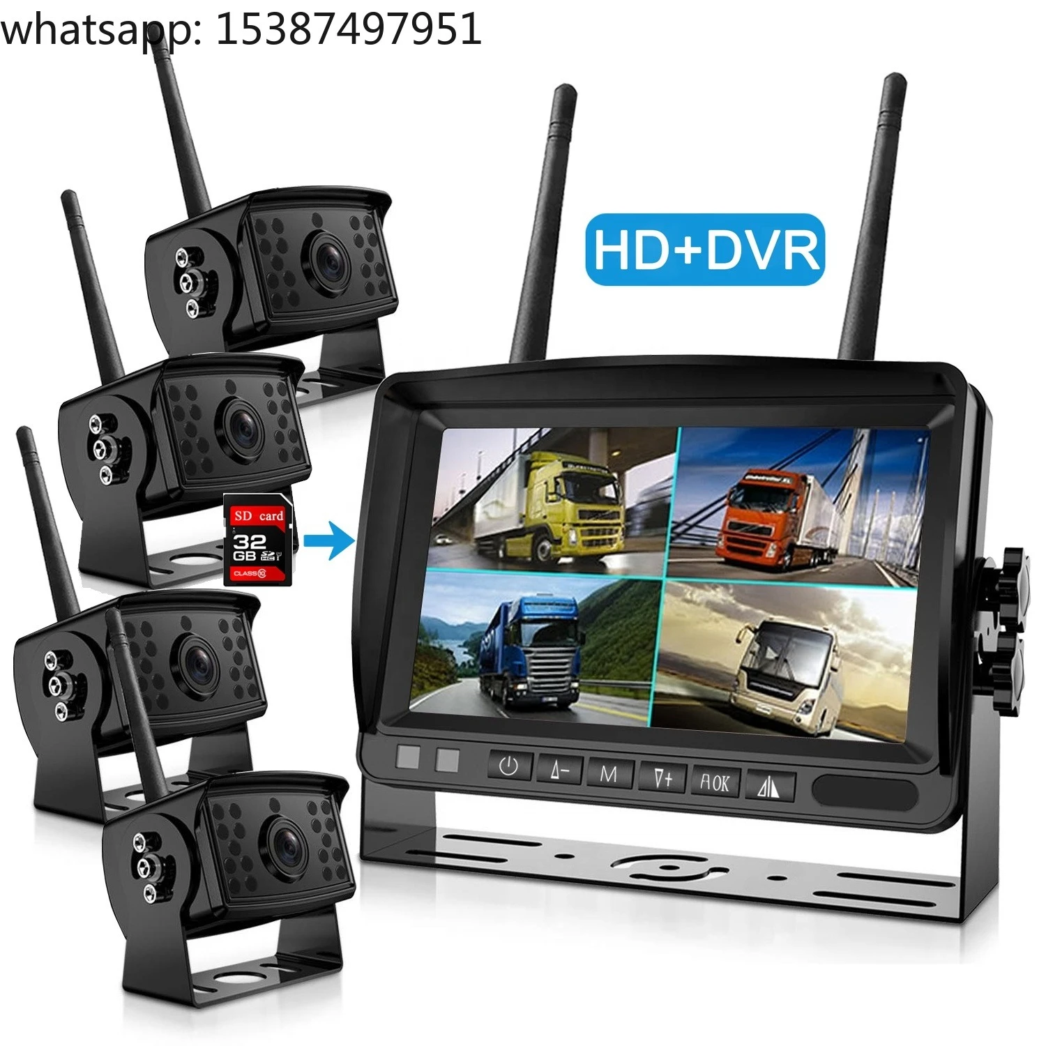 For IPoster 7in Digital Signal WiFi Rear View System Free 32GB Card Built in DVR 1080P CCD Reverse Camera Monitor