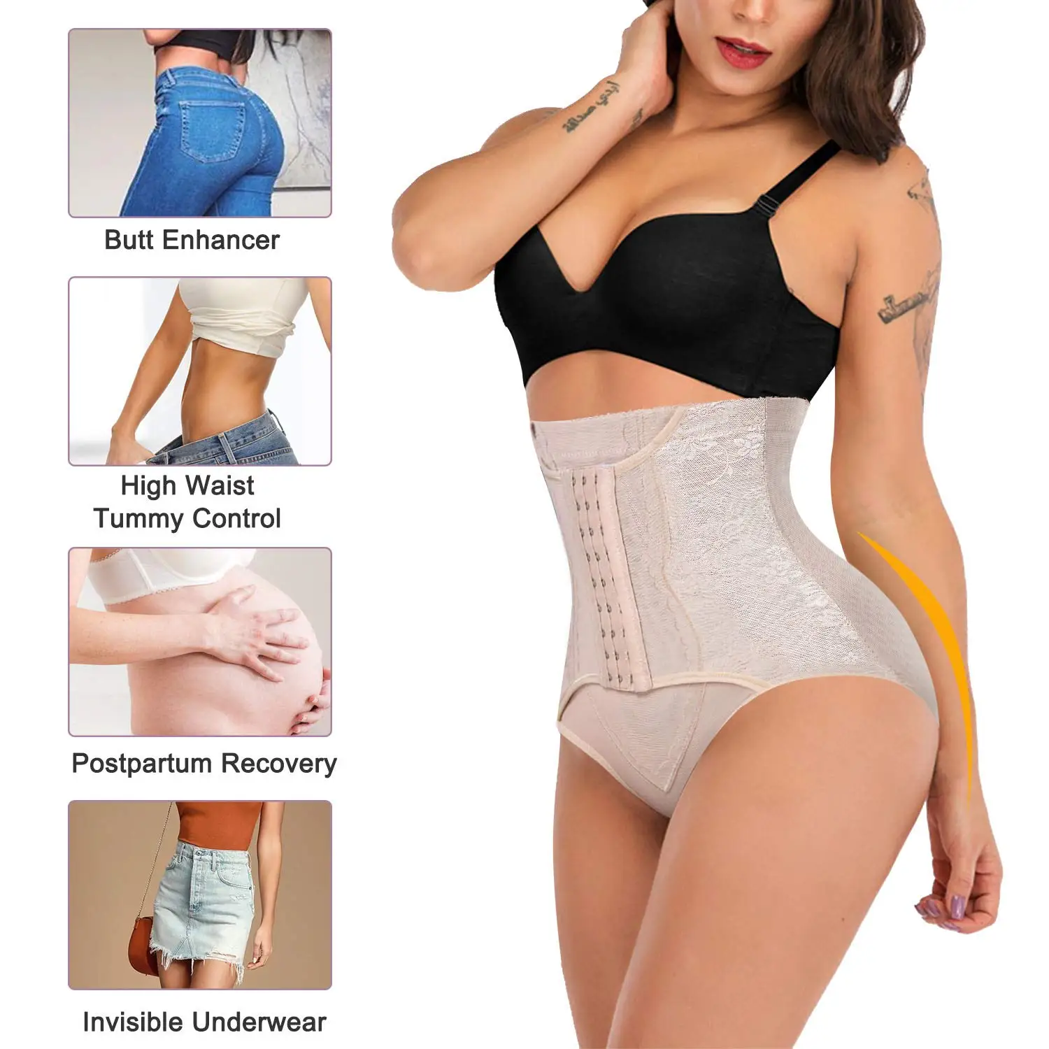 Women\'s Tummy Control Shapewear Underwear for Women Body Shaper Panties High Waist Trainer Shaping Slim Panty Butt Lifter Daily