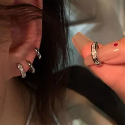 4Pcs/set Stainless Steel Aesthetic Zircon Crystal Hoop Earrings for Women Egirl New Y2K Cool Daily Wear Jewelry Accessories