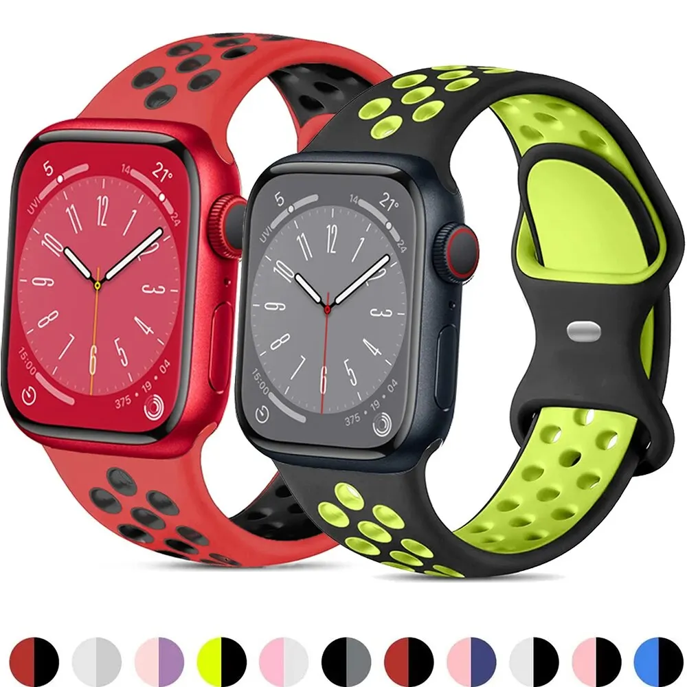 Silicone Strap for Apple Watch Band 44mm 45mm 49mm 42mm 40mm 38mm 41mm Sport Correa Bracelet Iwatch Ultra 2 Series 9 8 7 6 5 SE