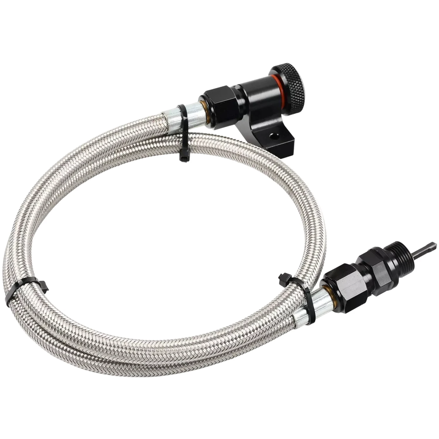 Automatic Transmission Dipstick Braided Stainless Steel Billet Aluminum Fluid Level Indicator Flexible Fill Tube Universal