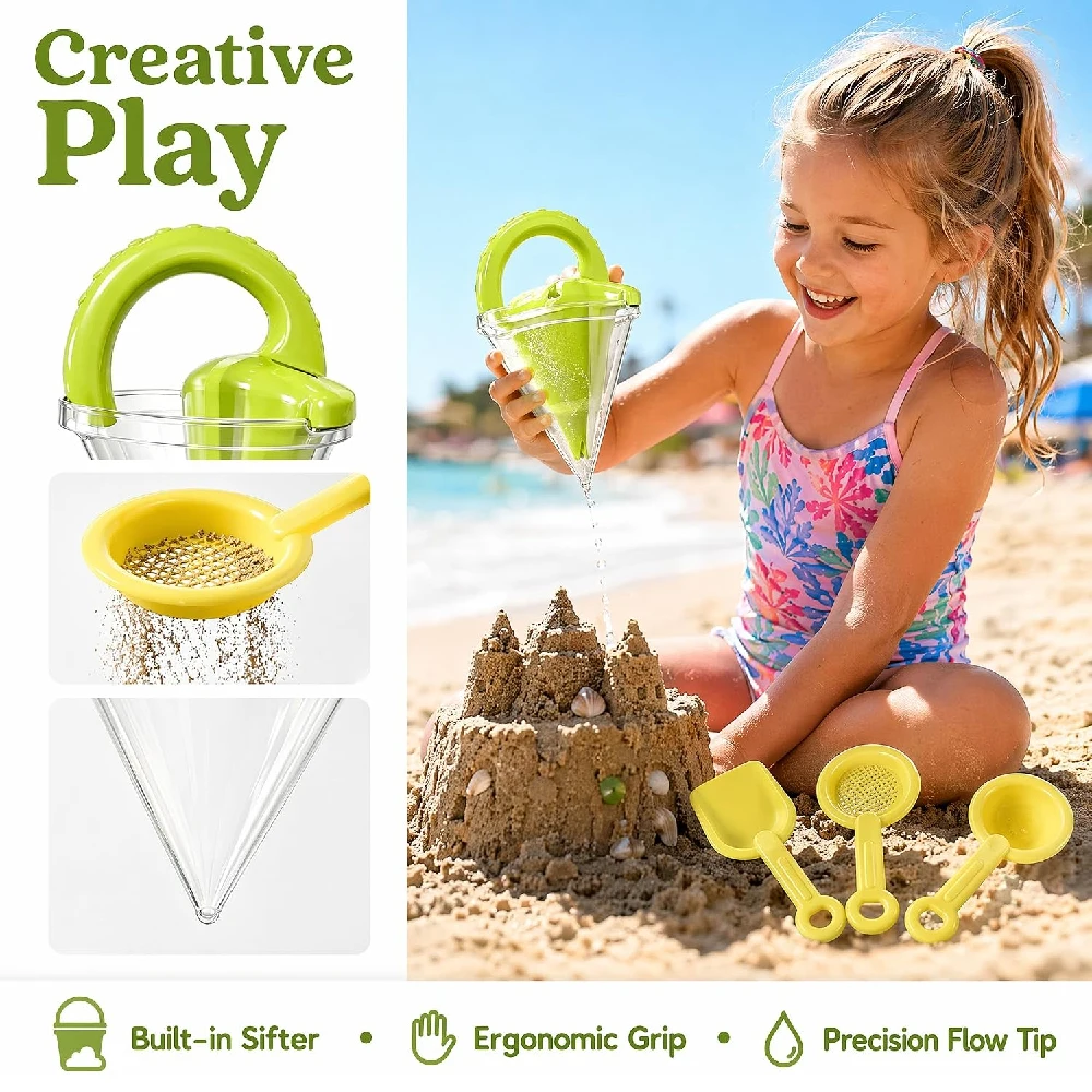 Drippy Sand Castle Maker Toy Set For Beach And Water Mixing, Sand Funnel Castle Building Outdoor Sifting Tool