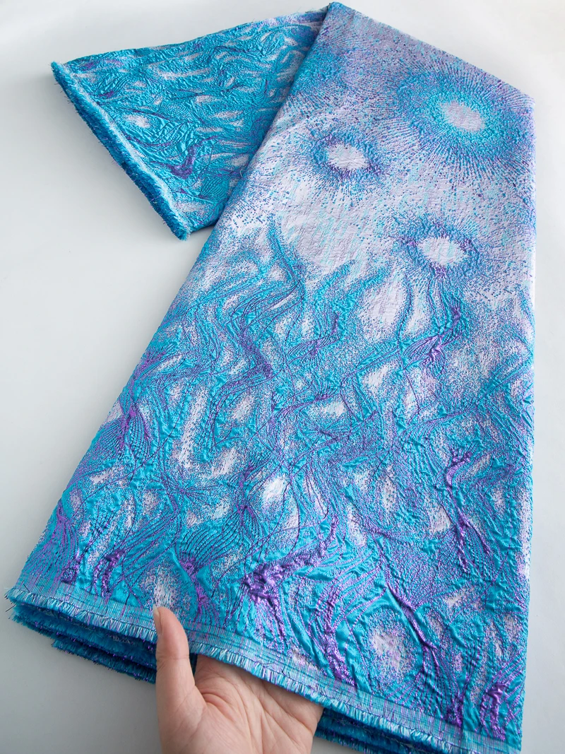 

2025 High Quality African Fabric Nigerian Brocade Lace Fabric Jacquard Lace Fabric for Women Party Dresses Sewing,5yards 4651