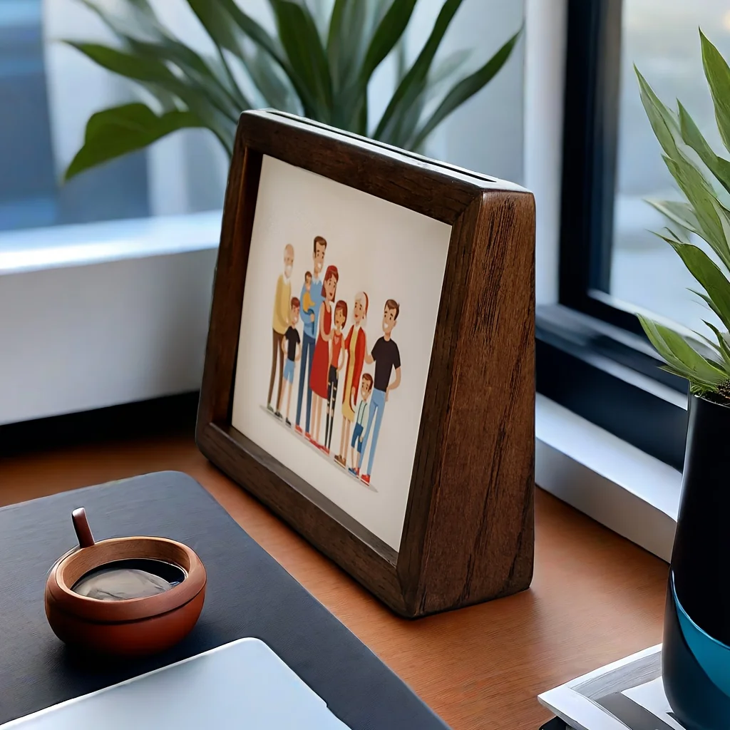 

1pc Solid Oak Wood Double-sided Transparent Photo Frame, Multiple Sizes And Colors, Sample DIY Photo Frame