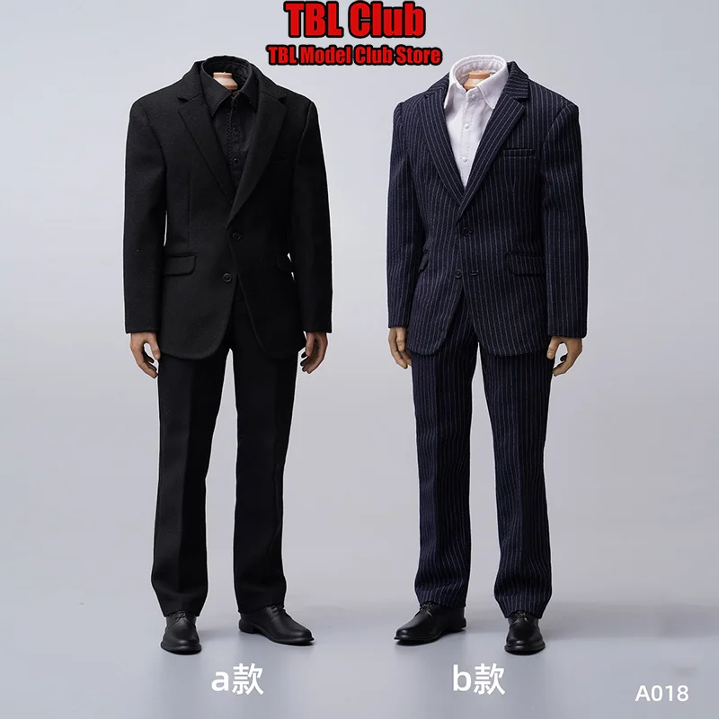 

A018 a/b 1/6 Scale Black Color Version Deep Blue Striped Style Business Attire Male Clothes For 12-inch Action Figure Soldier