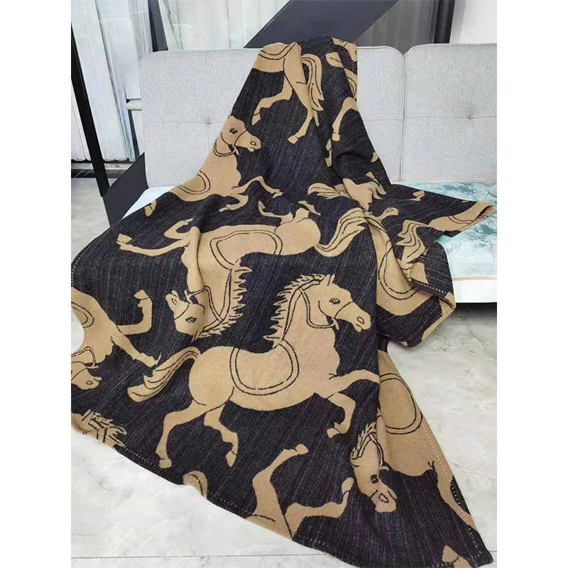 Horse Blanket Warm Home Garden Wool Blend Throw Luxury Living Room Sofa Decoration Air Conditioning Blankets For Bed 130x180