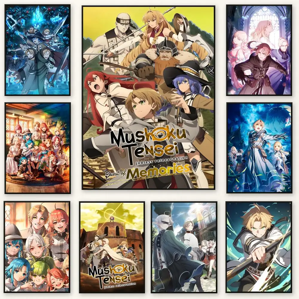 Isekai Anime M-Mushoku Tensei Jobless Reincarnation Poster Frameless Peel-and-Stick Removable Wall Art Print