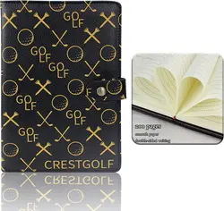 Crestgolf Golf Log Book z 200 stronami PU Leather uchwyt na karty golfowe prezenty dla mężczyzn i kobiet akcesoria