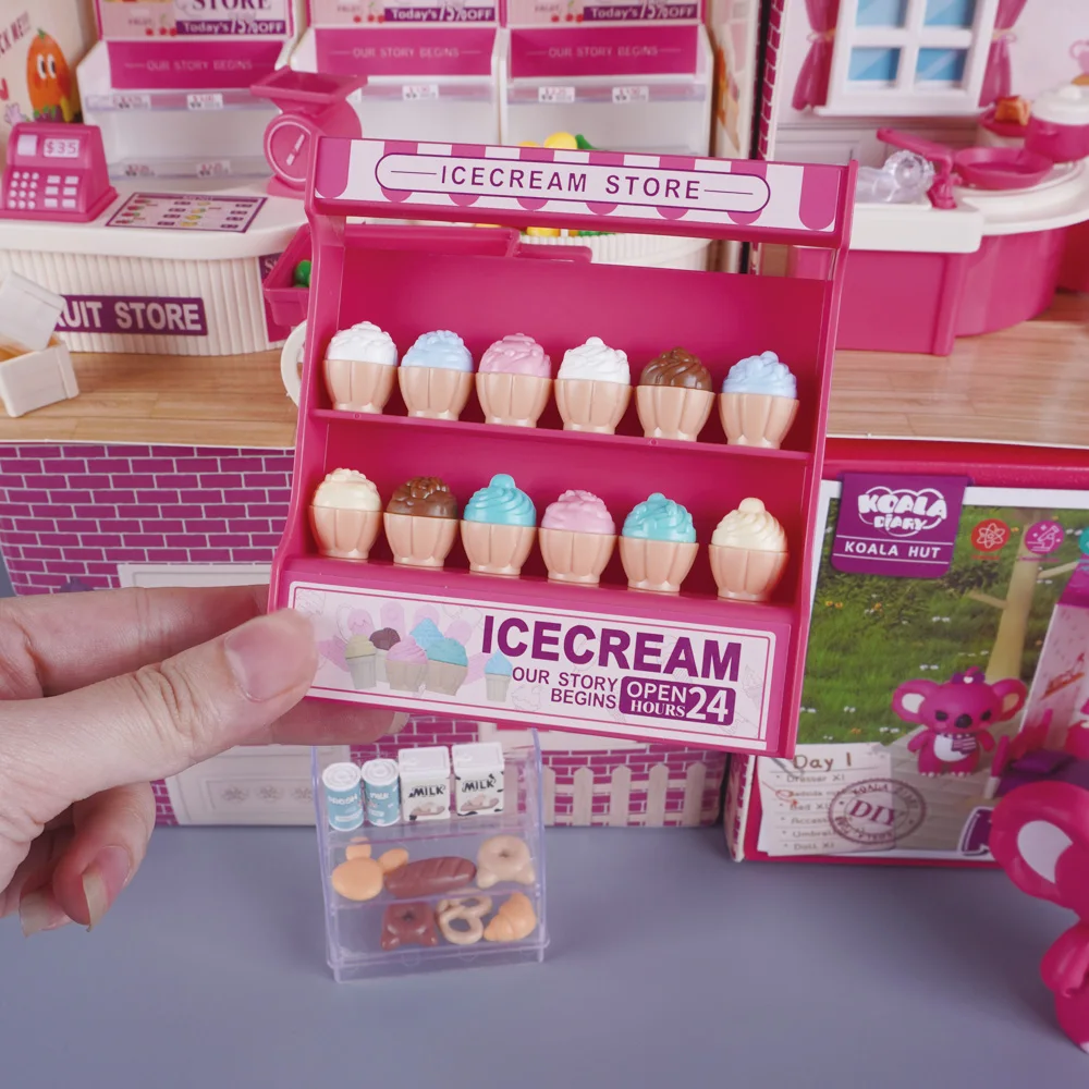 Casa delle bambole gelateria 3D cartone Puzzle Koala accessori per bambole 1:12 mobili in miniatura modello Play House cucina giocattolo regalo