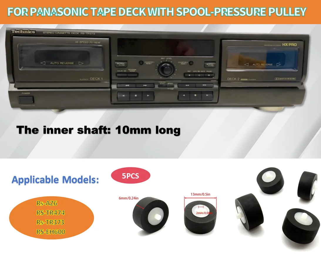 5PCS for SONY JVC RS-TR373 Rs-AZ6 Radio Tape Recorder Belt Cassette Deck Wheel Pulley Pinch Roller