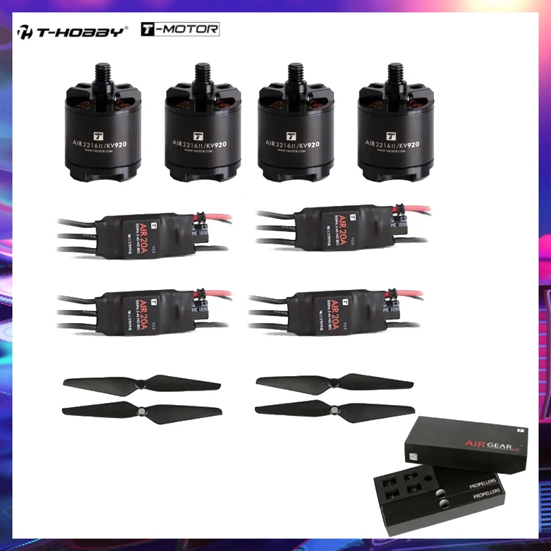T-HOBBYT-MOTOR Air Gear 450 II 4PCS 2216 AIR2216 KV920 Motor, Air 20A ESC, T1045 Props propeller for RC Beginners Edu Drone Show