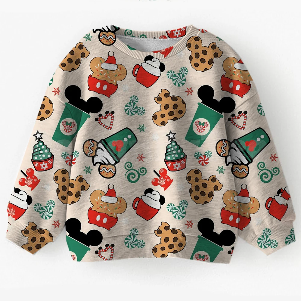 

Новый Рождественский стильный свитшот с круглым вырезом Disney с Микки Маусом и 3D принтом для детей-подростков, осень-зима, хит продаж