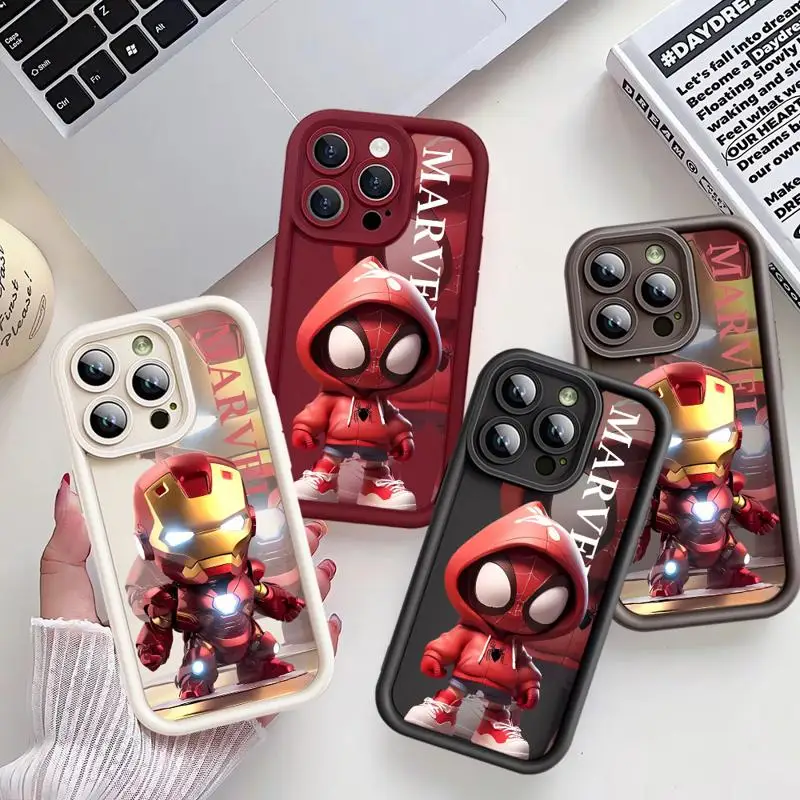 Handyhüllen für Apple iPhone 15 13 14 12 11 Pro Max XS 7 XR 14Plus 8X Angel Eye Ladder Funda Cover Marvel AI SpiderMan Iron Man