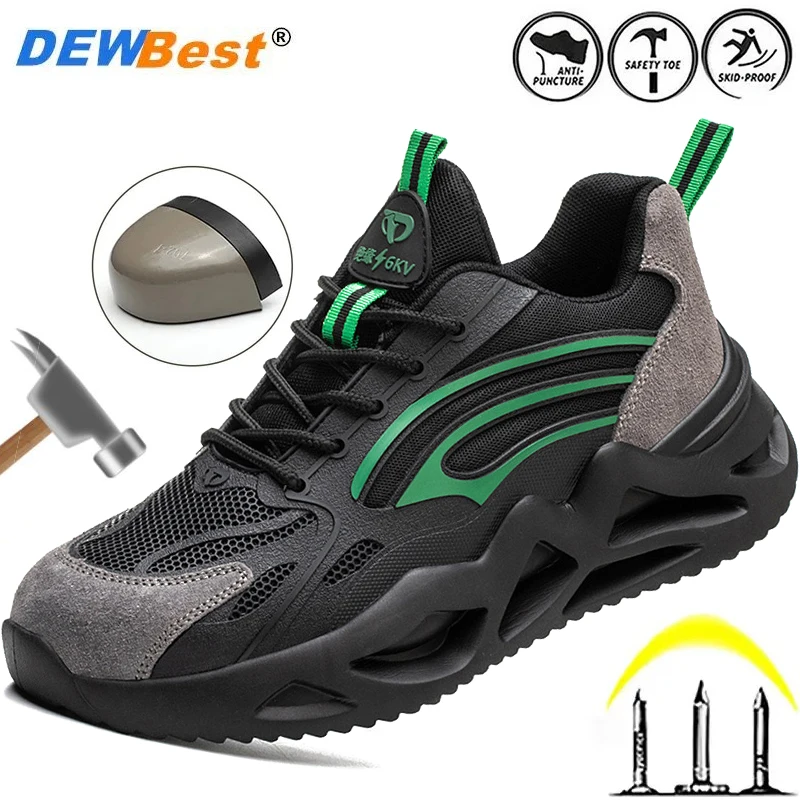 New safety shoes with plastic toe caps, anti smashing and anti piercing, lightweight and breathable, men's insulation 6KV