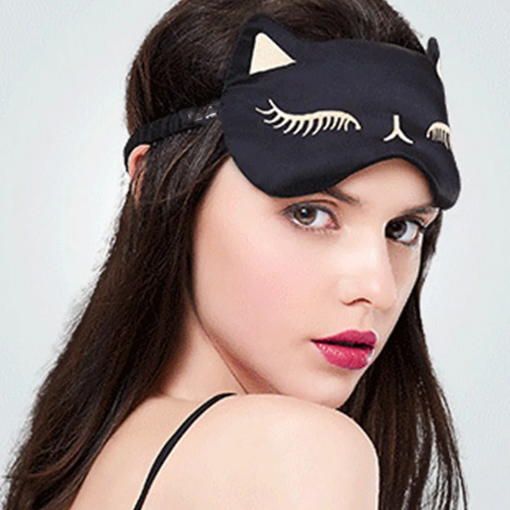 

Silk Eyeshade Black Adjustable For Women Girls Lightweight Travel Home Use Sleep Mask Eye Cover Fatigue Relief Pet