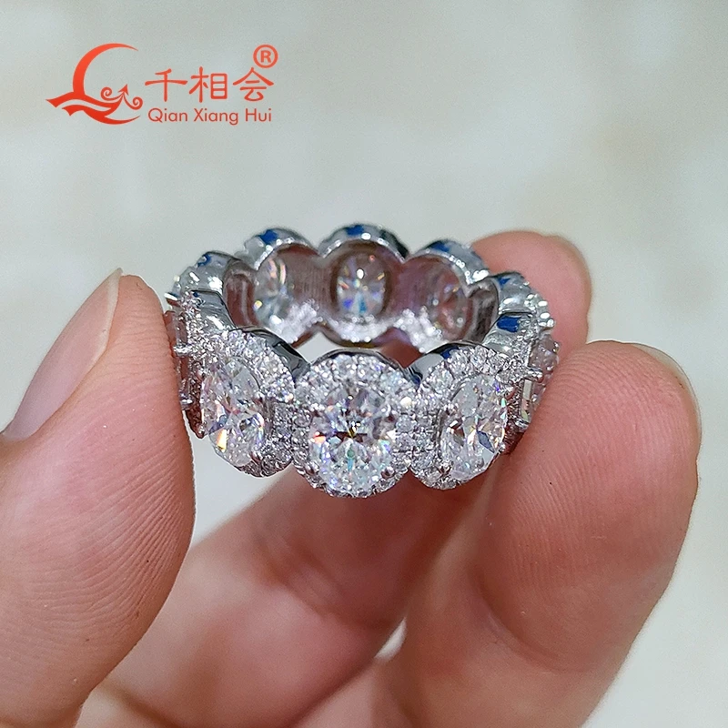 5*7mm oval shape around D white  full band Moissanite 925 silver  Men's women's Ring Luxury Style gift wedding gift datting