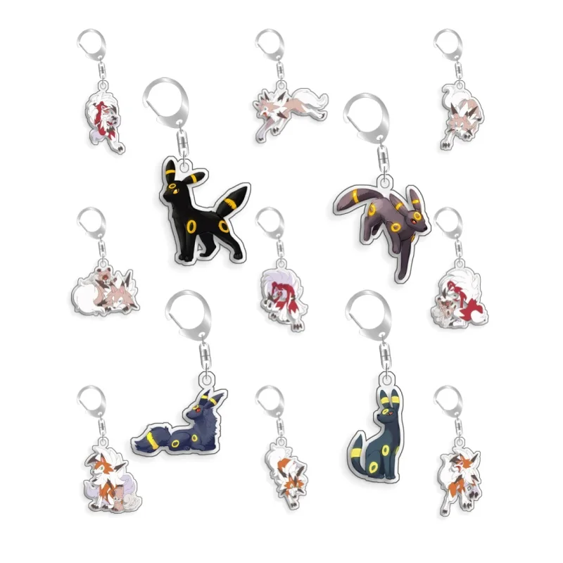 For Pokemon Elf Qikchu Umbreon Lycanroc Original Acrylic Selfmade Cute Cartoon Anime Keychain Pendant Toy Gift 5cm