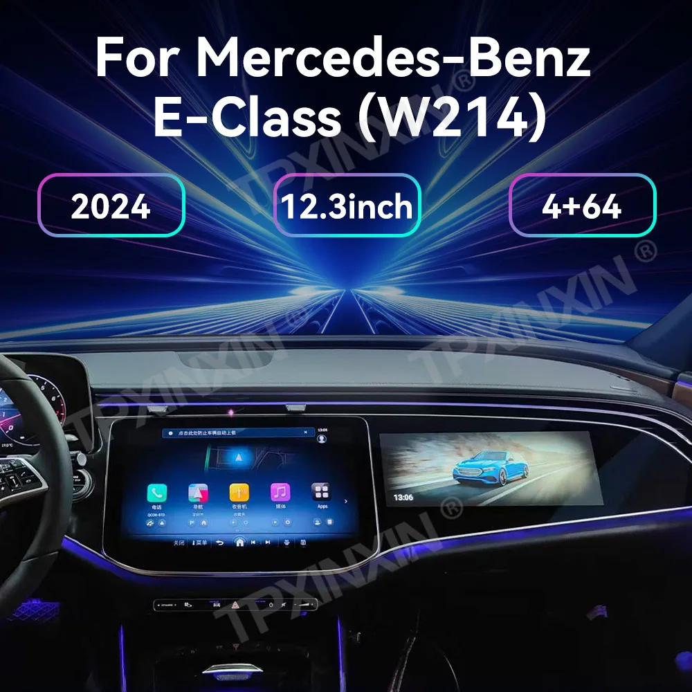 

12.3 inch Android unit For Mercedes Benz E w214 2024 Car co-pilot Multimedia Player Head Unit Screen