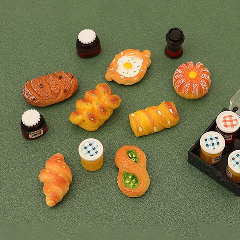 1/12 Casa delle bambole Simulazione Marmellata di pane con scatola di immagazzinaggio Kit Casa delle bambole Mini Dessert Decorazione alimentare Casa delle bambole Scena della cucina Giocattoli